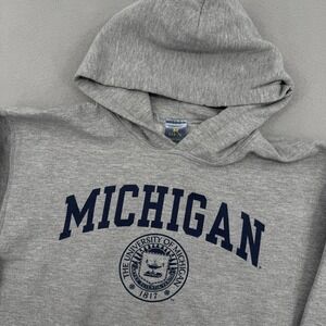 M Den University of Michigan Hoodie Men Small Gray Collegiate Graphic Sweatshirt